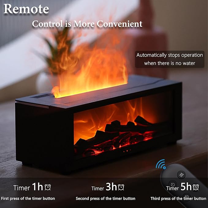 Barqon's Flame Effect LED Aroma Diffuser – Fireplace Humidifier