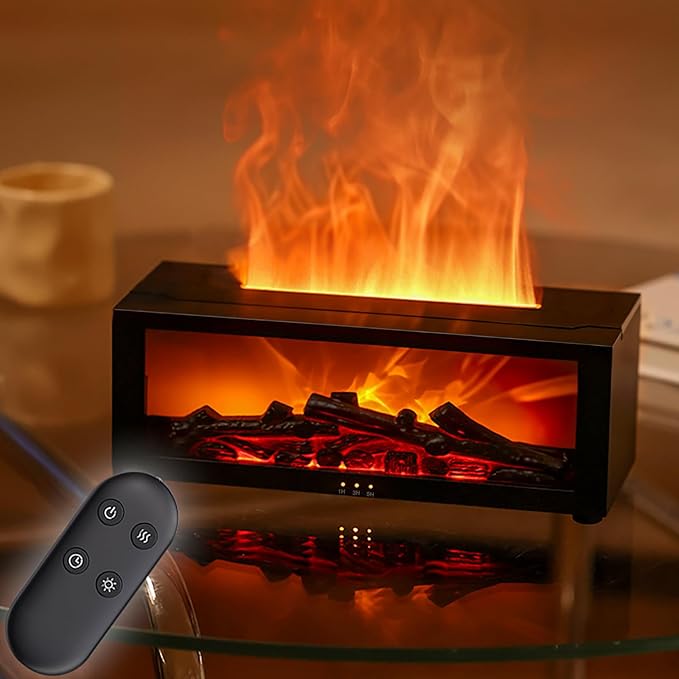 Barqon's Flame Effect LED Aroma Diffuser – Fireplace Humidifier