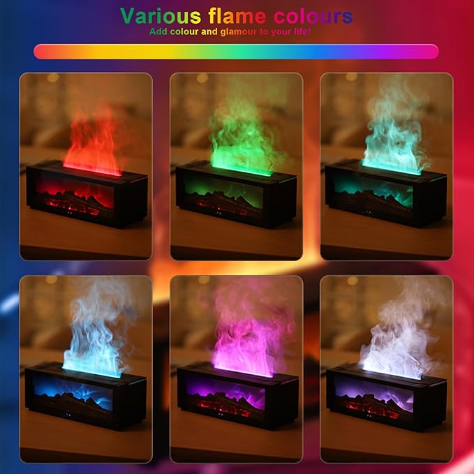 Barqon's Flame Effect LED Aroma Diffuser – Fireplace Humidifier