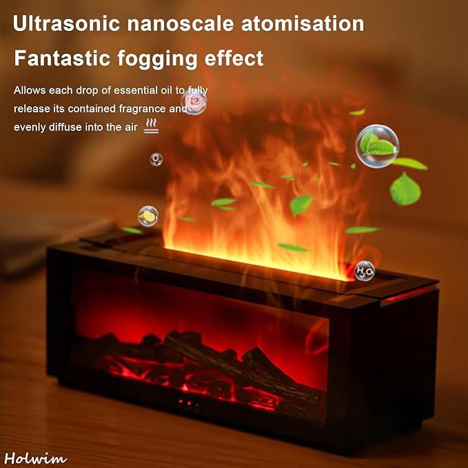 Barqon's Flame Effect LED Aroma Diffuser – Fireplace Humidifier