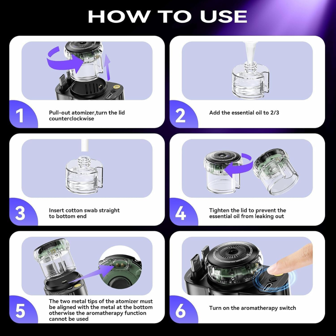 BARQON 5-in-1 Fast Car Charger with RGB & Diffuser