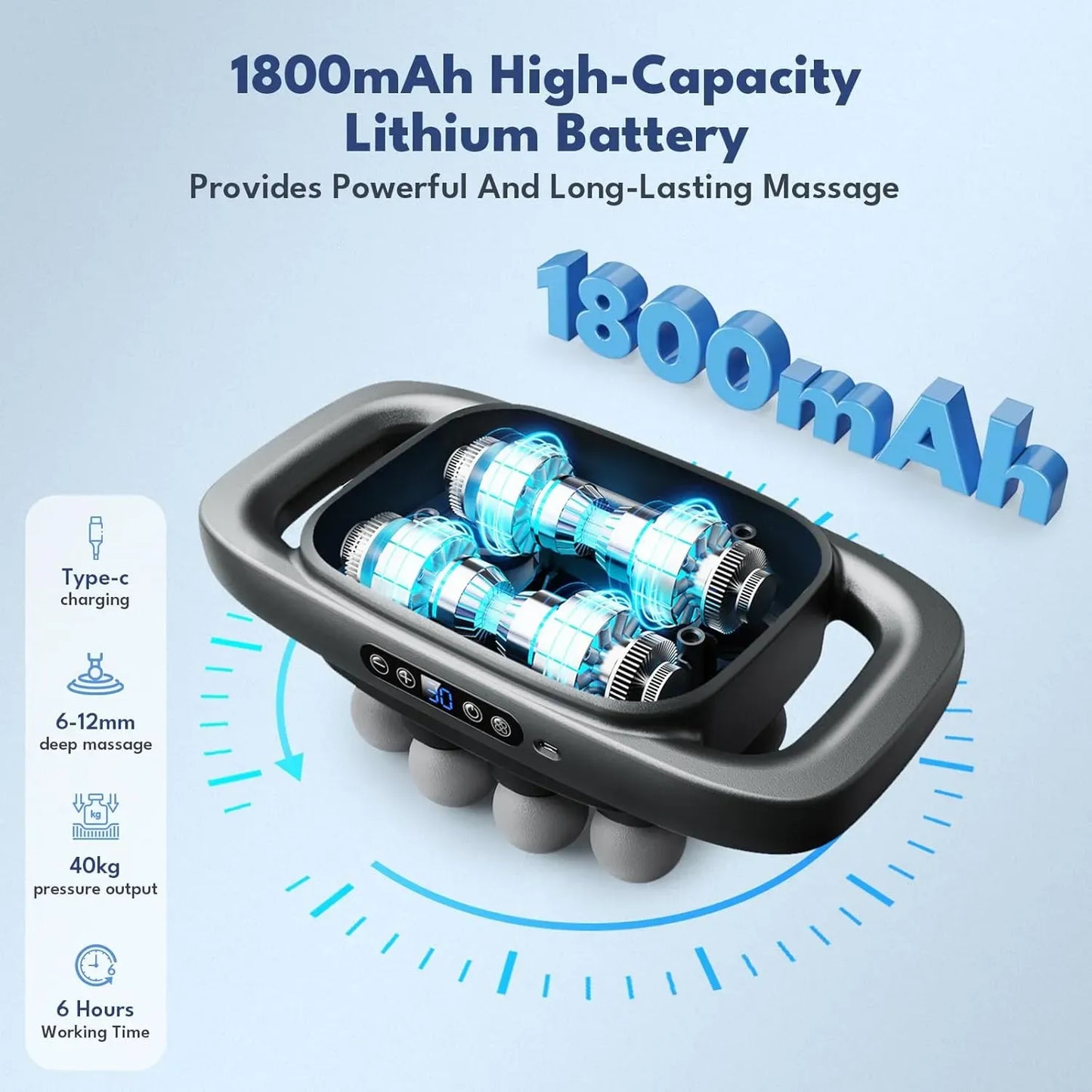 Barqon's 8 Head Massage Gun for Back, Shoulders, Legs, & Muscle Pain Relief